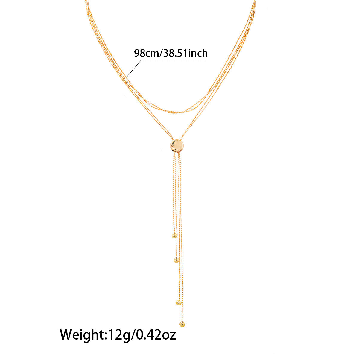 Verstellbare Y-förmige Perlen-Halskette für Damen – koreanische Mode, geometrische Zinklegierungs-Kette, 61–70 cm