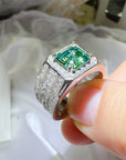 1 caret Moissanite Silver Plated Mens Ring