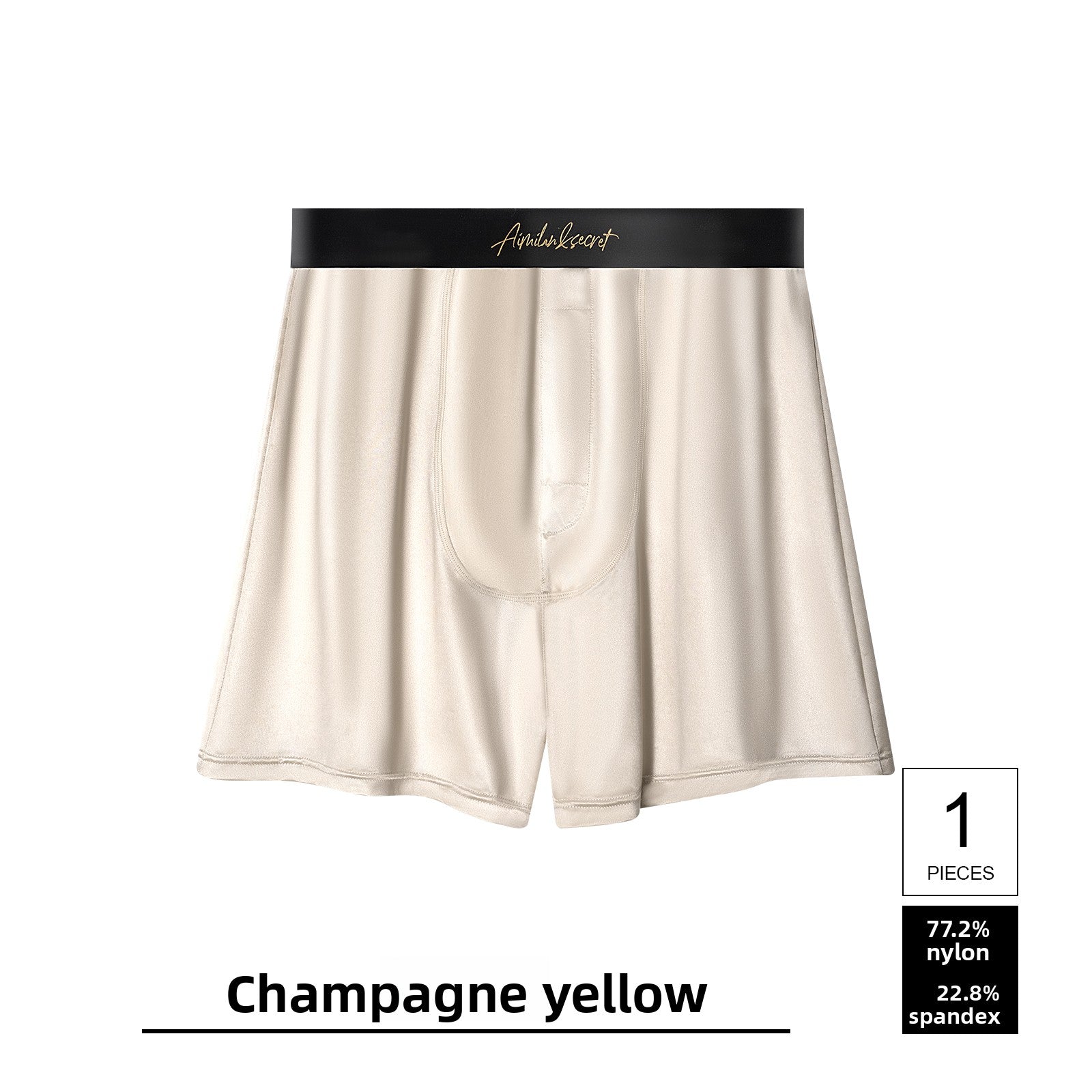 Men Ice Silk Boxer Briefs – Breathable Mid-Waist Satin Comfort Underpants