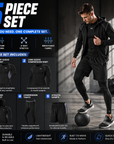 Men's 5-Piece Patchwork Jacket Athletic Workout Set