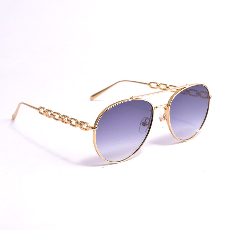 Damen Polarisierte Piloten-Sonnenbrille mit Kette – UV400 Metallrahmen Aviator-Brille mit CR39 Gläsern