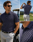 Men's Short Sleeve Golf Polo Shirt – Moisture-Wicking Printed