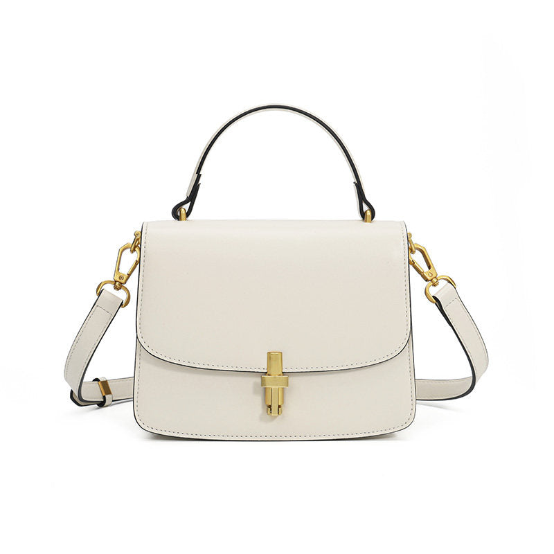 Women's Small Square Handbag – PU Leather Structured Bag with Metal Buckle, Crossbody &amp; Shoulder Strap