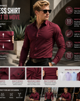 Men's Wrinkle-Free 4-Way Stretch Business Casual Long Sleeve Shirt