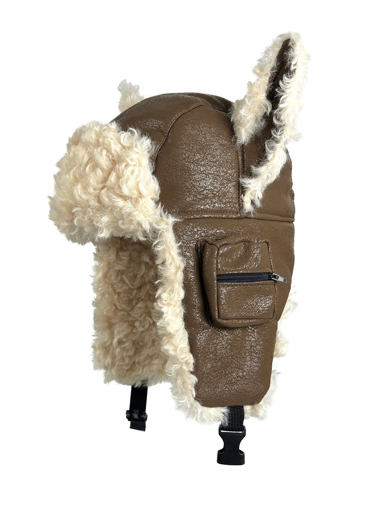 Women's Adjustable Leather Ear Flap Winter Hat – Aviator Dome Cap