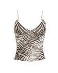Women's Zebra Print Mesh Slim Fit V-Neck Camisole Top