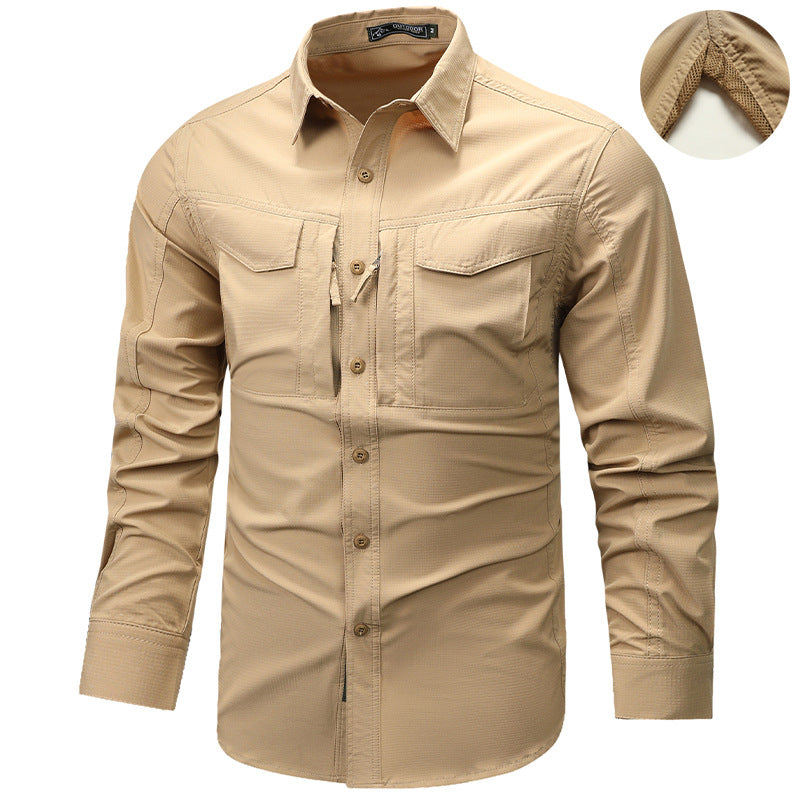 Herren Arbeitshemd – 96 % Polyester, Langarm, Revers, 4 Pattentaschen, lockere Passform, M–4XL, 6 Farben