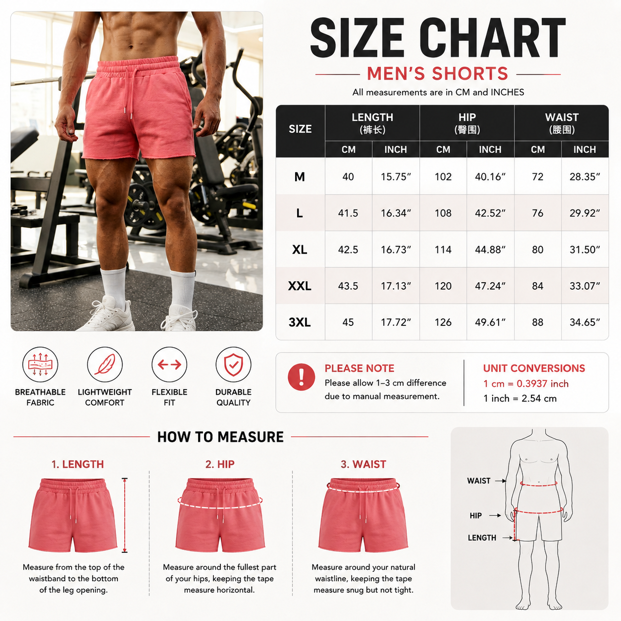 Men's Elastic Slim-Fit Training Shorts - Gym &amp; Running