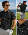 Men's Short Sleeve Golf Polo Shirt – Moisture-Wicking Printed