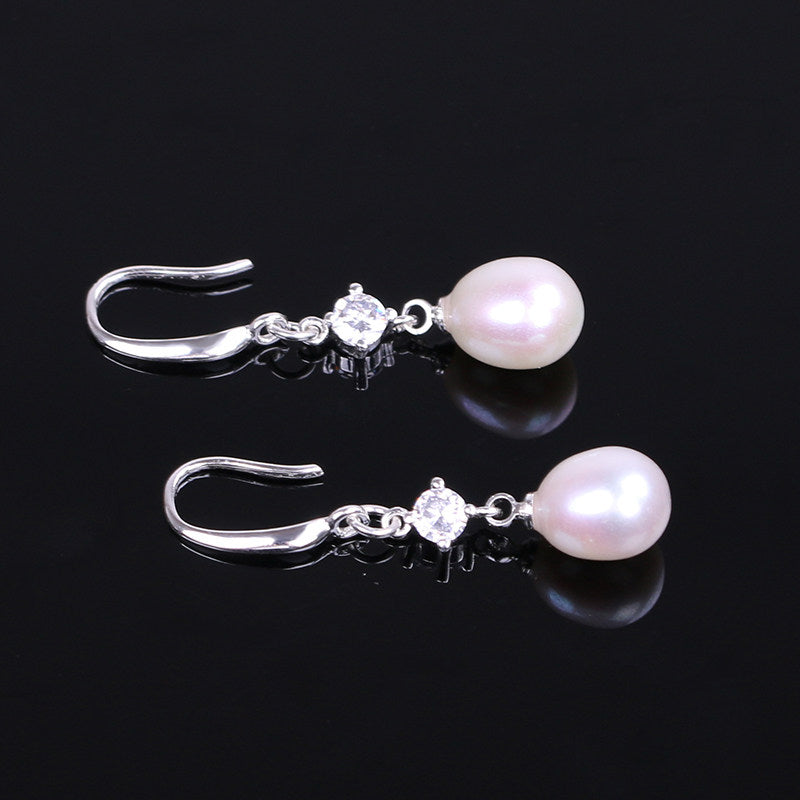Women Natural Freshwater Pearl Earrings – 925 Sterling Silver Korean Style Heart &amp; Water Drop Jewelry