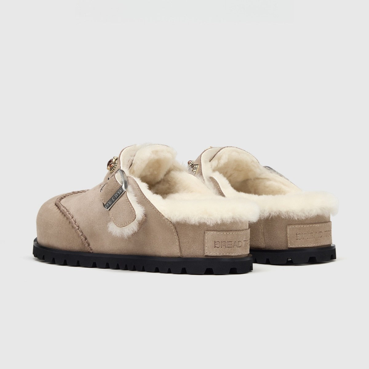 Chaussons compensés en laine pour femme – Semelle épaisse en cuir suédé, chauds, intérieur et extérieur