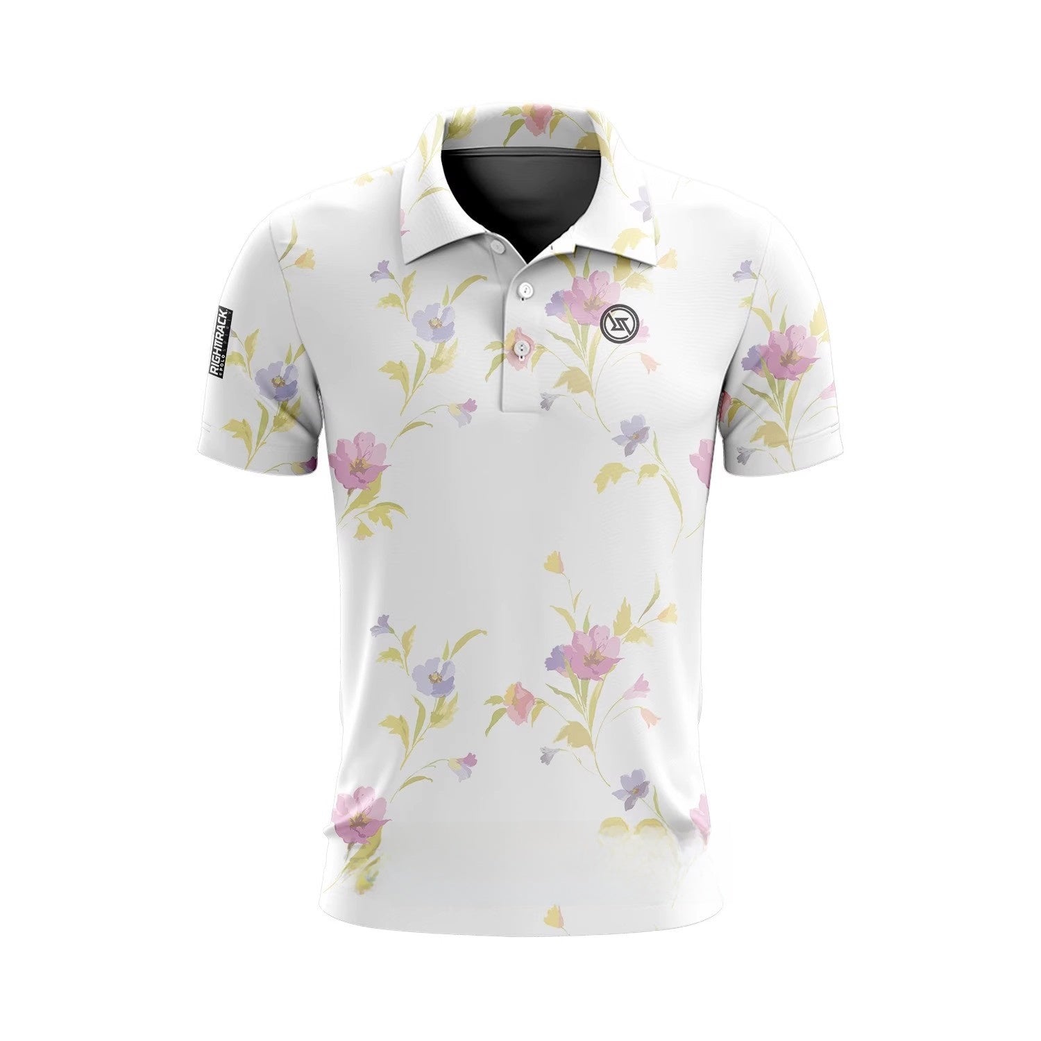 Polo de golf imprimé à manches courtes pour homme – Haut de golf floral en coton élasthanne respirant et performant
