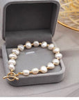 Women's Natural Baroque Pearl Bracelet – Genuine Freshwater Irregular 8–9mm White Pearl Jewelry