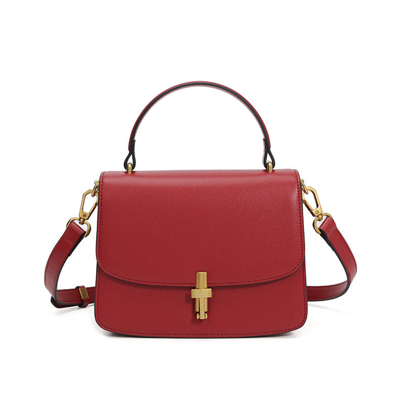 Women's Small Square Handbag – PU Leather Structured Bag with Metal Buckle, Crossbody &amp; Shoulder Strap