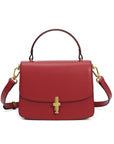 Women's Small Square Handbag – PU Leather Structured Bag with Metal Buckle, Crossbody & Shoulder Strap