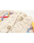 Damen Grobstrick-Cardigan – Handgestrickter V-Ausschnitt Einreihiger Pullover in lockerer Passform