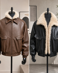 Men's Retro Faux Fur Collar PU Leather Jacket - Thickened Winter Coat
