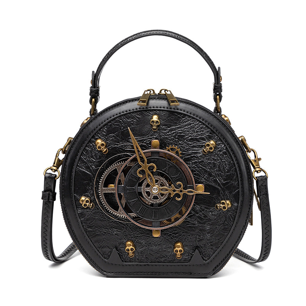 Gotische Umhängetasche in Sargform für Damen – PU-Leder Schultertasche mit Kettendetail und verstellbarem Riemen