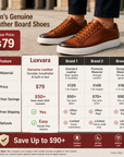Men's Genuine Leather Board Shoes – Full-Grain Cowhide Upper, Pigskin Lining, 1.5cm Platform, 4 Colors