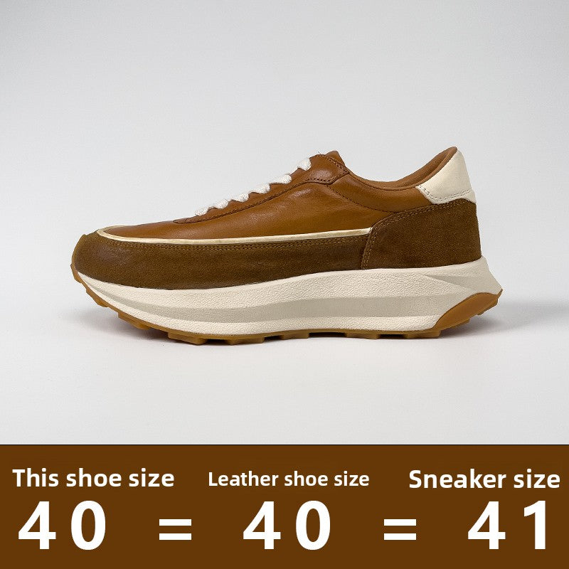 Men's Genuine Leather Running Shoes – Breathable Low-Top Cowhide Sneakers