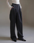 Gestreifte Anzughose für Damen – weite Hosenbeine, knöchellang, Retro High Street Hose