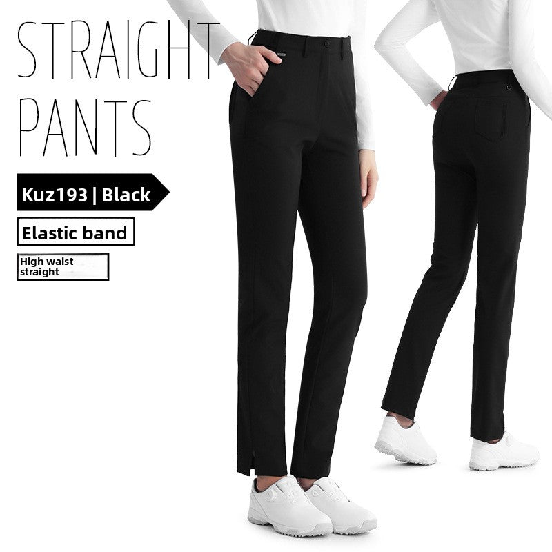 Hochwertige Stretch-Golfhose für Damen – schmal geschnittene Hose mit hoher Taille, schnelltrocknendem Stoff und geradem Bein