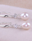 Women Natural Freshwater Pearl Earrings – 925 Sterling Silver Korean Style Heart & Water Drop Jewelry