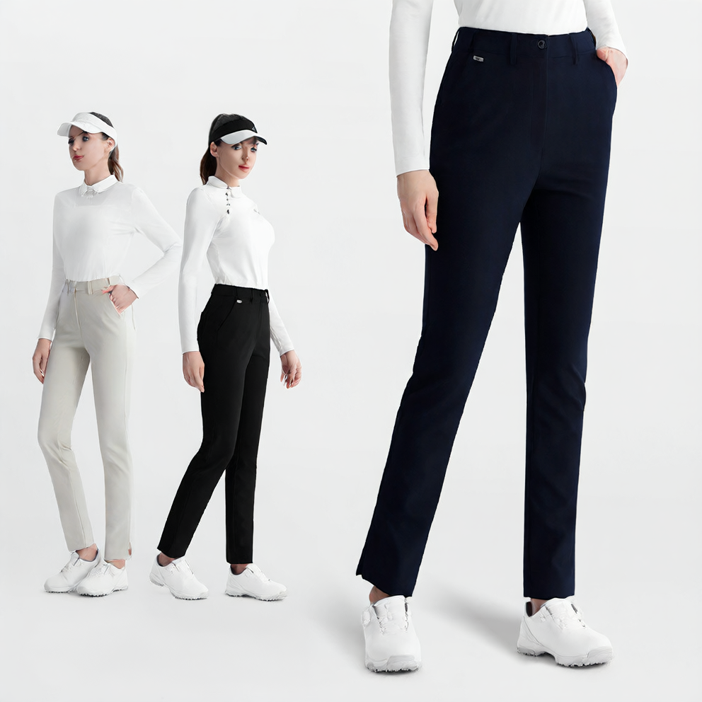 Hochwertige Stretch-Golfhose für Damen – schmal geschnittene Hose mit hoher Taille, schnelltrocknendem Stoff und geradem Bein