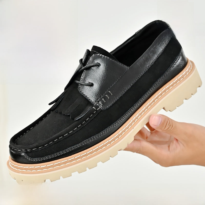 Herrenschuhe aus echtem Leder – Wildleder- und Leder-Loafer mit niedrigem Absatz