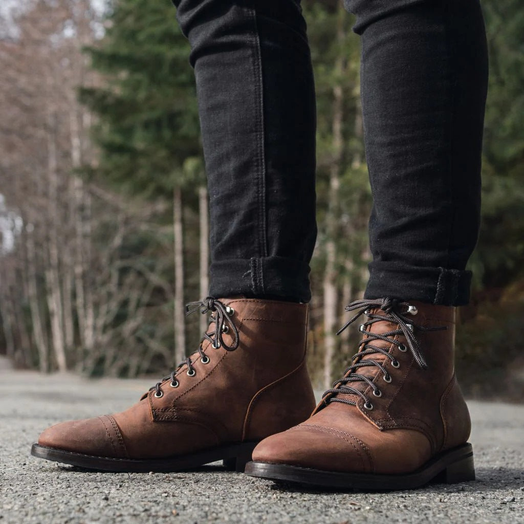 Herren Retro Martin Boots – Klassische Schnürstiefel aus PU-Leder, Gummisohle, EU 38–48, 10 Farben