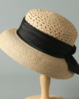 Verstellbarer Sonnenhut für Damen aus Raffiabast – Breiter Krempenhut aus Stroh mit atmungsaktivem Design, UV-Schutz & elegantem französischem Retro-Stil