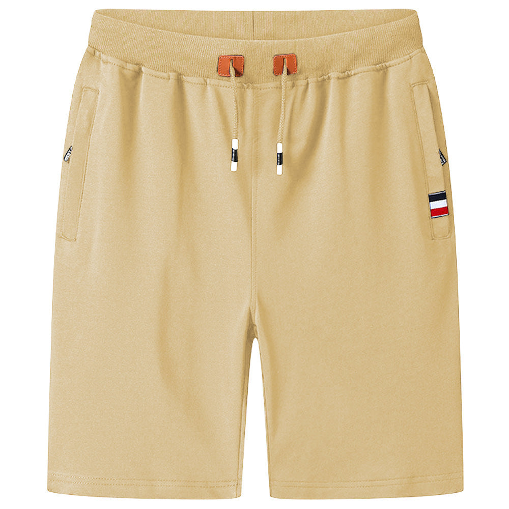 Men Cotton Stretch Shorts – Breathable Mid-Waist Straight Fit Summer Shorts with Zipper Pockets &amp; High Elastic Comfort