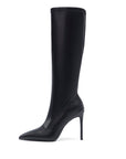 Women’s Knee-High Pointed Toe High Heel Boots – Suede Finish Tall Fashion Boots