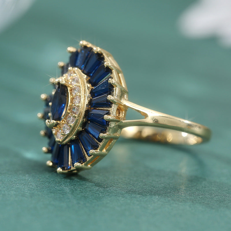 Elegant Synthetic Blue Zirconia Ring