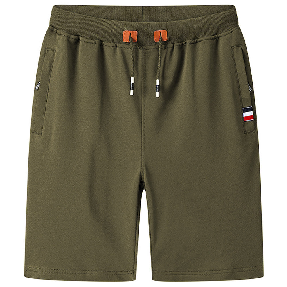 Men Cotton Stretch Shorts – Breathable Mid-Waist Straight Fit Summer Shorts with Zipper Pockets &amp; High Elastic Comfort
