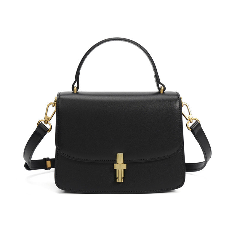 Women's Small Square Handbag – PU Leather Structured Bag with Metal Buckle, Crossbody &amp; Shoulder Strap