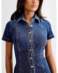Women's Denim Button-Up Top & High-Waist Mini Skirt Set