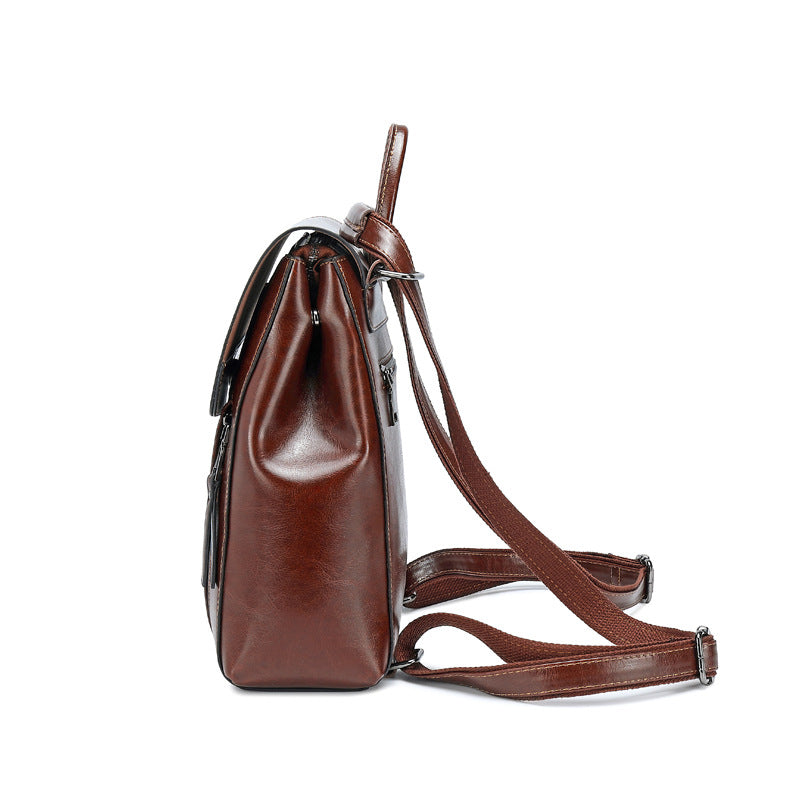 Damen Rucksack aus echtem Leder – Vintage-Rucksack mit großem Fassungsvermögen und mehreren Taschen