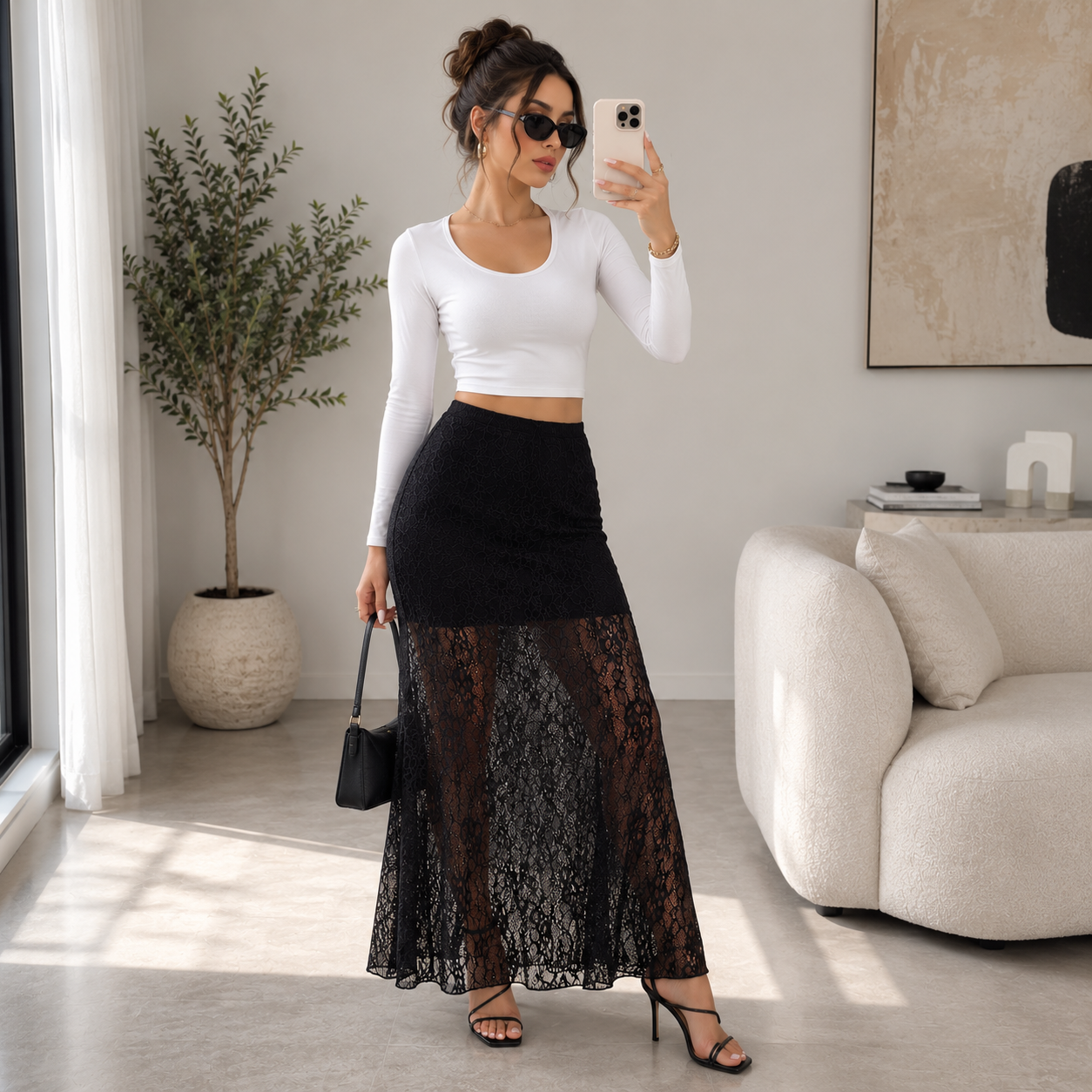 Women's Lace Fishtail Midi Dress – Slim Fit Floral Embossed Mermaid Dress