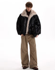 Retro Fur Collar PU Leather Jacket