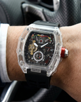 Men's Multi-Function Mechanical Watch – Transparent Barrel Case, Silicone Strap & Luminous Sport Timepiece