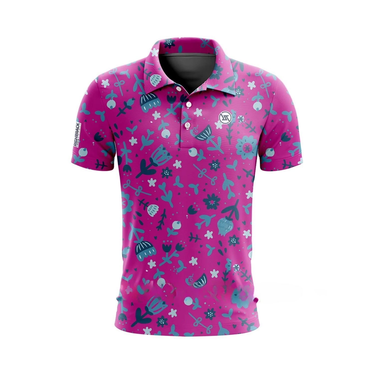 Polo de golf imprimé à manches courtes pour homme – Haut de golf floral en coton élasthanne respirant et performant