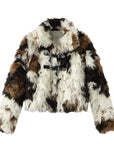 Women Floral Faux Fur Coat – Eco-Friendly Plush Lapel Winter Jacket (Short & Long Length Options)
