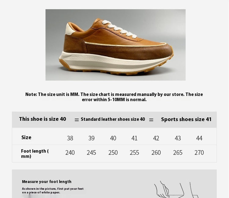Men's Genuine Leather Running Shoes – Breathable Low-Top Cowhide Sneakers