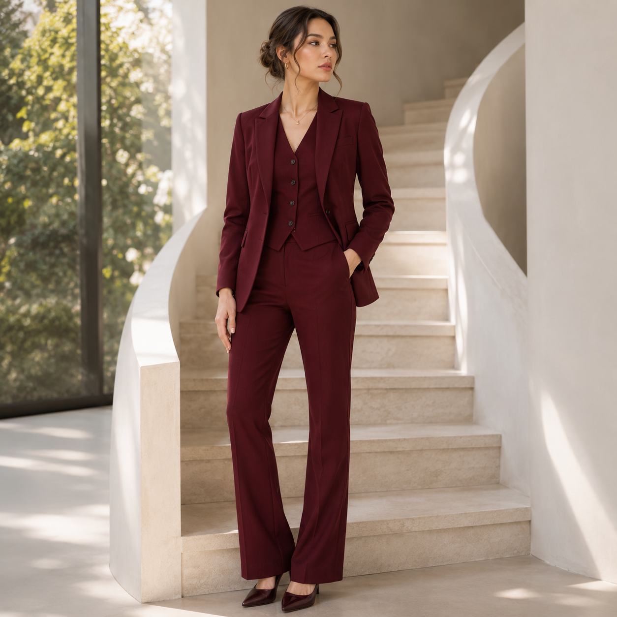 Women's Professional 3-Piece Suit Set – Jacket, Vest &amp; Pants