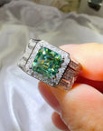 1 caret Moissanite Silver Plated Mens Ring