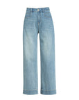 Women's High-Waist Straight Leg Cropped Jeans – Washed Denim