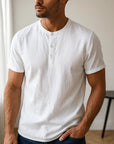 Lässiges Herren-T-Shirt aus Baumwolle und Leinen – Kurzarm, Sommer-Must-have