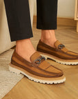 Herrenschuhe aus echtem Leder – Wildleder- und Leder-Loafer mit niedrigem Absatz