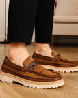 Herrenschuhe aus echtem Leder – Wildleder- und Leder-Loafer mit niedrigem Absatz